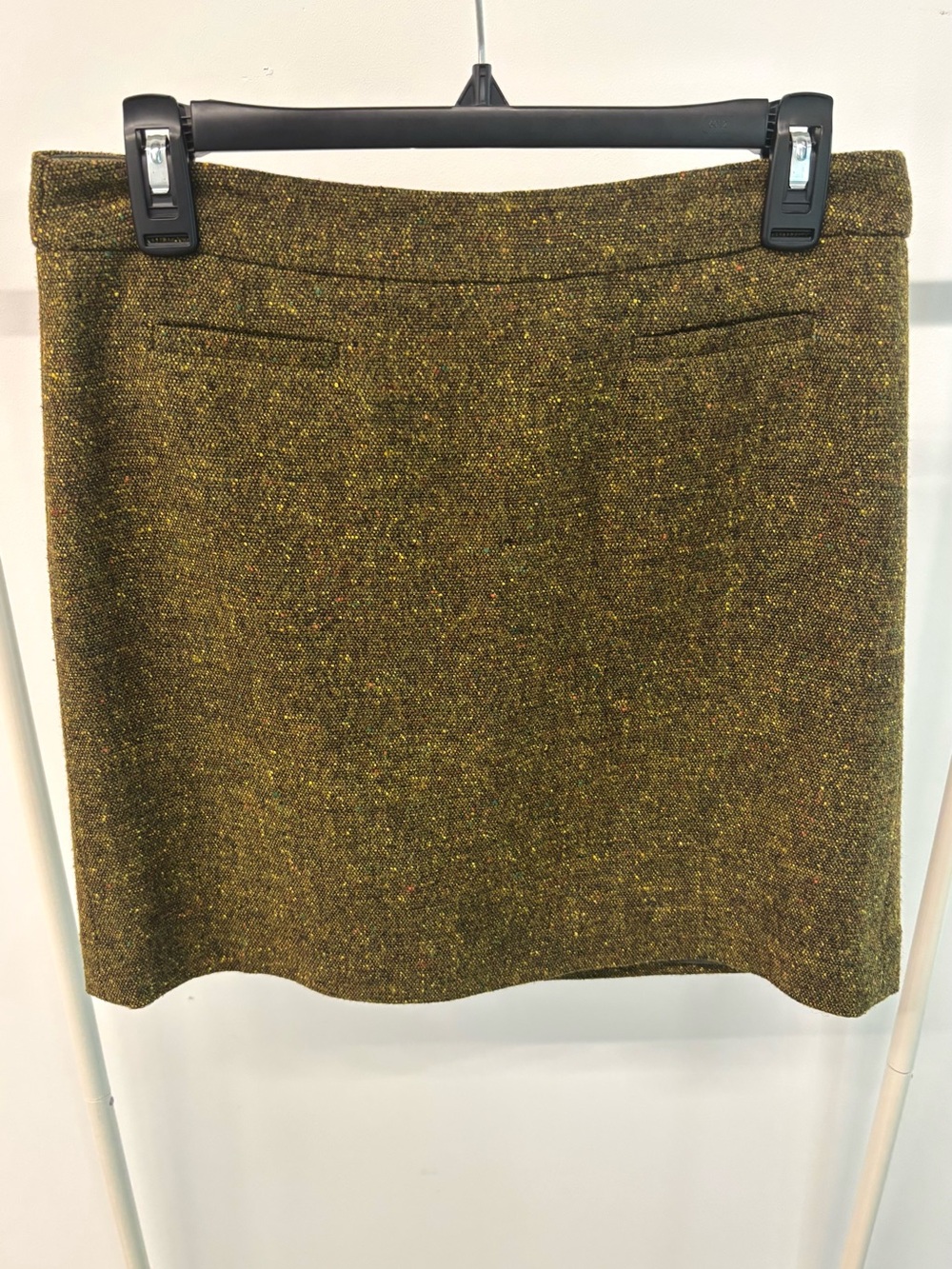 LOFT Olive Green Tweed Mini Skirt